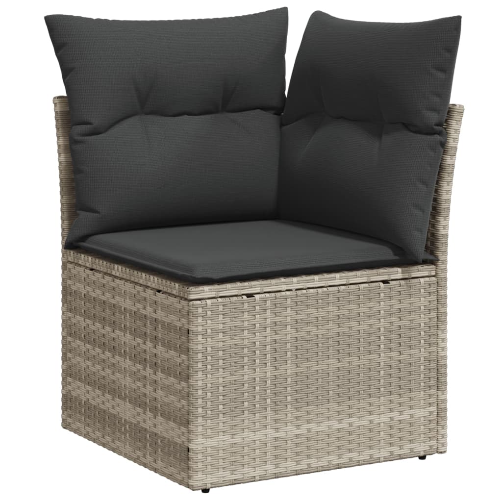 Set mobilier de gradina cu perne, 8 piese gri deschis poliratan — imaginea 5