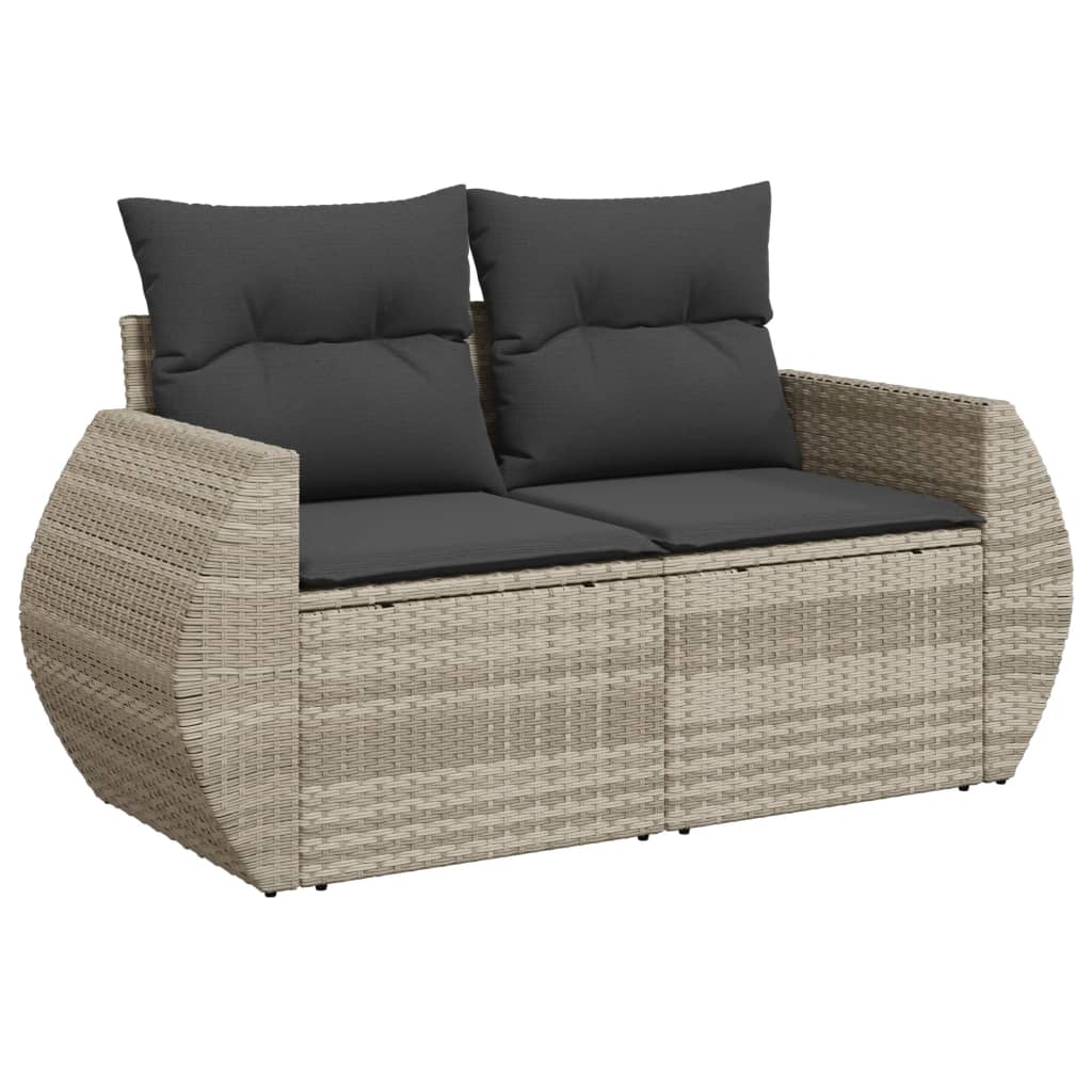 Set canapele de gradina cu perne 10 piese gri deschis poliratan — imaginea 4