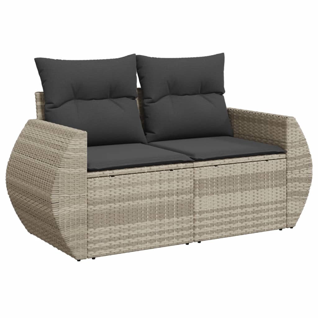 Set canapele de gradina cu perne, 7piese gri deschis poliratan — imaginea 4