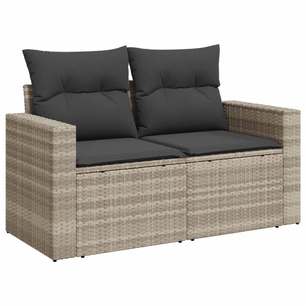 Set canapele de gradina cu perne 10 piese gri deschis poliratan — imaginea 5