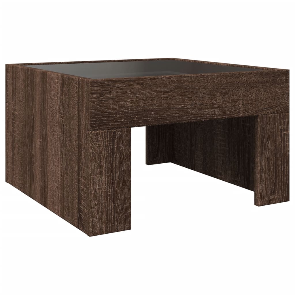 Masuta de cafea cu LED infinity, stejar maro, 50x50x30 cm — imaginea 8