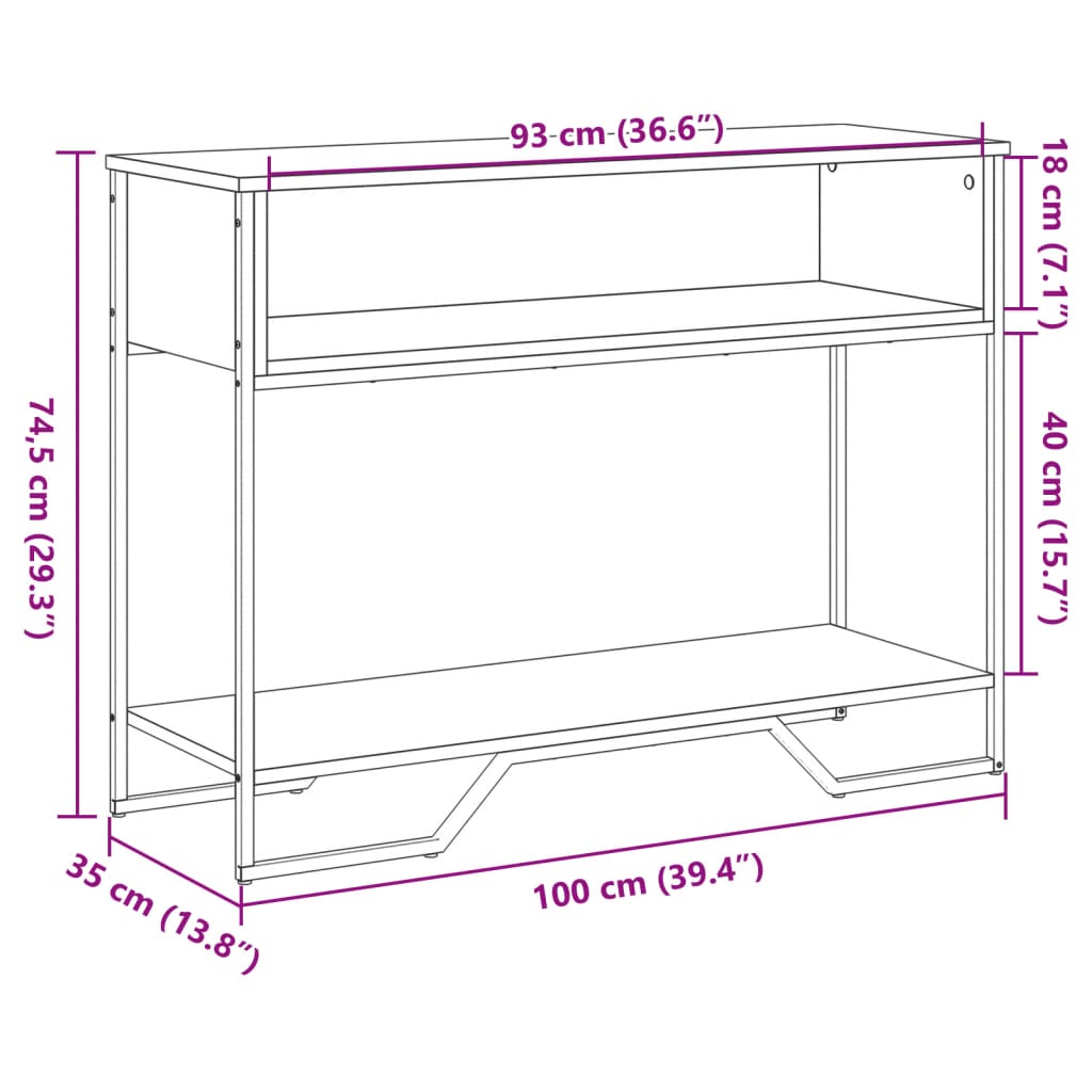 Masuta consola, stejar maro, 100x35x74,5 cm, lemn prelucrat — imaginea 9
