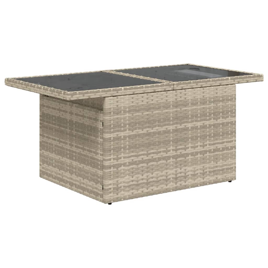 Set canapele de gradina cu perne, 9 piese gri deschis poliratan — imaginea 3
