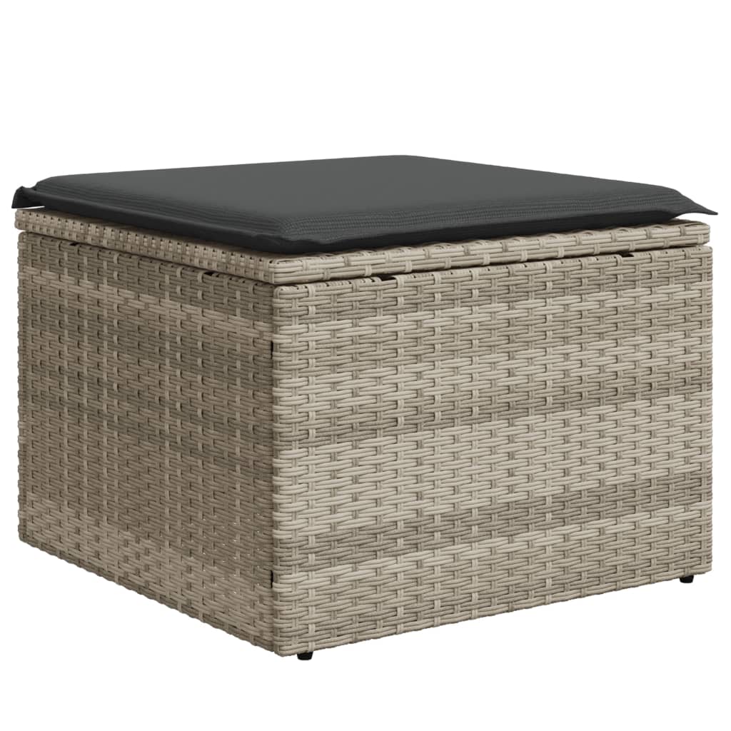 Set canapele de gradina cu perne, 9 piese gri deschis poliratan — imaginea 7