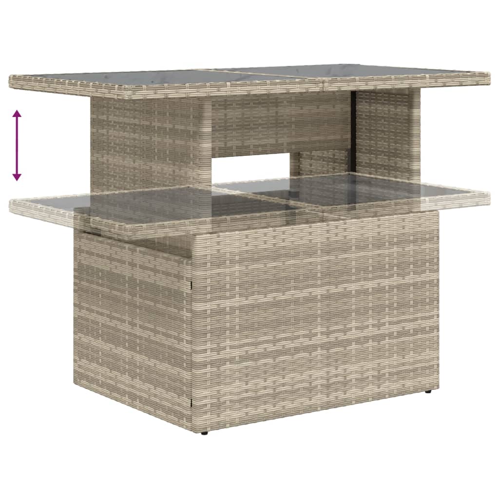Set canapele de gradina cu perne, 9 piese gri deschis poliratan — imaginea 8