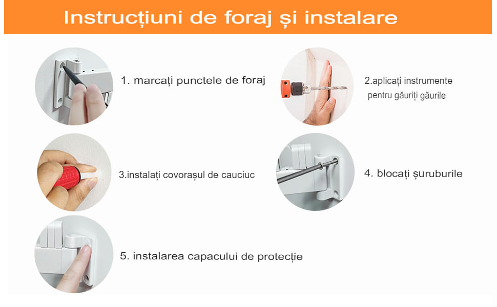 Suport de uscare montat pe perete Helper 114cm, retractabil cu carlige, usor de instalat, capacitate mare — imaginea 7