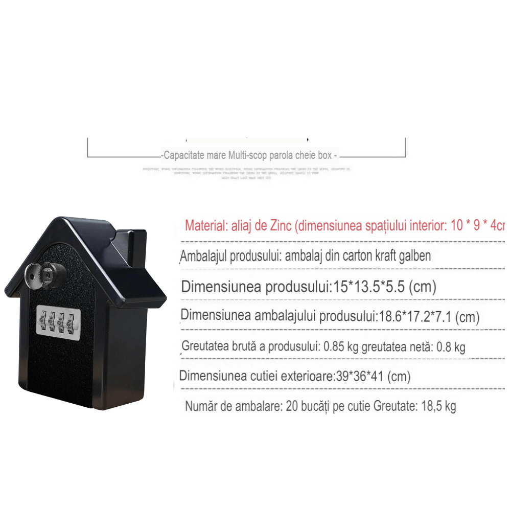 Cutie pentru chei waterproof Astro, caseta exterior cu cod mecanic — imaginea 4