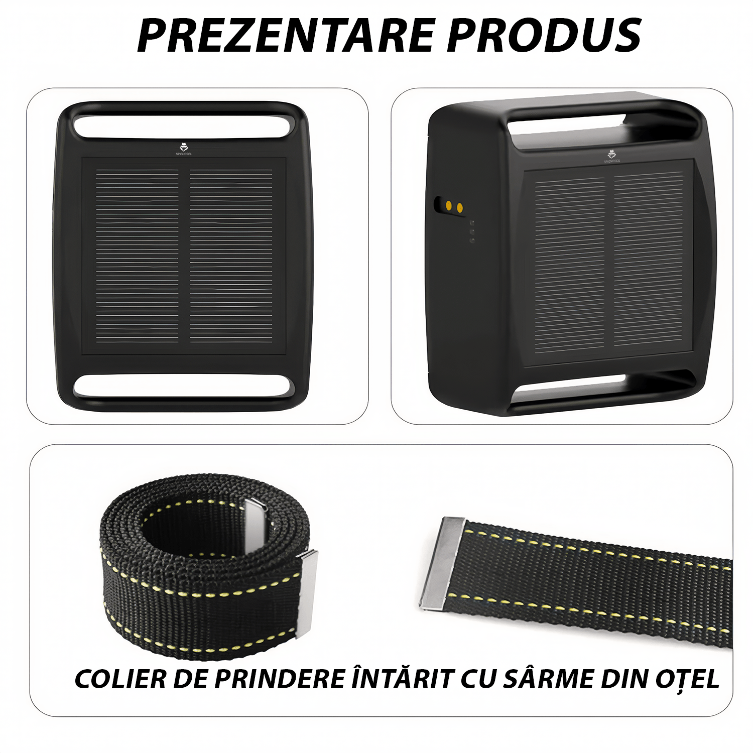 GPS Tracker solar cu zgarda, Q19, 4G, pentru animale mari, cai, bovine, ovine, perimetru de siguranta, istoric ruta