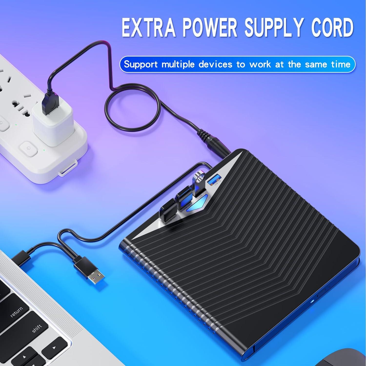 Unitate DVD CD RW externa 366 Axeloni ®, Port Usb-C Hub USB 3.0, Cititor de carduri SD, Reader DVD Player, Laptop, PC - 1 | YEO