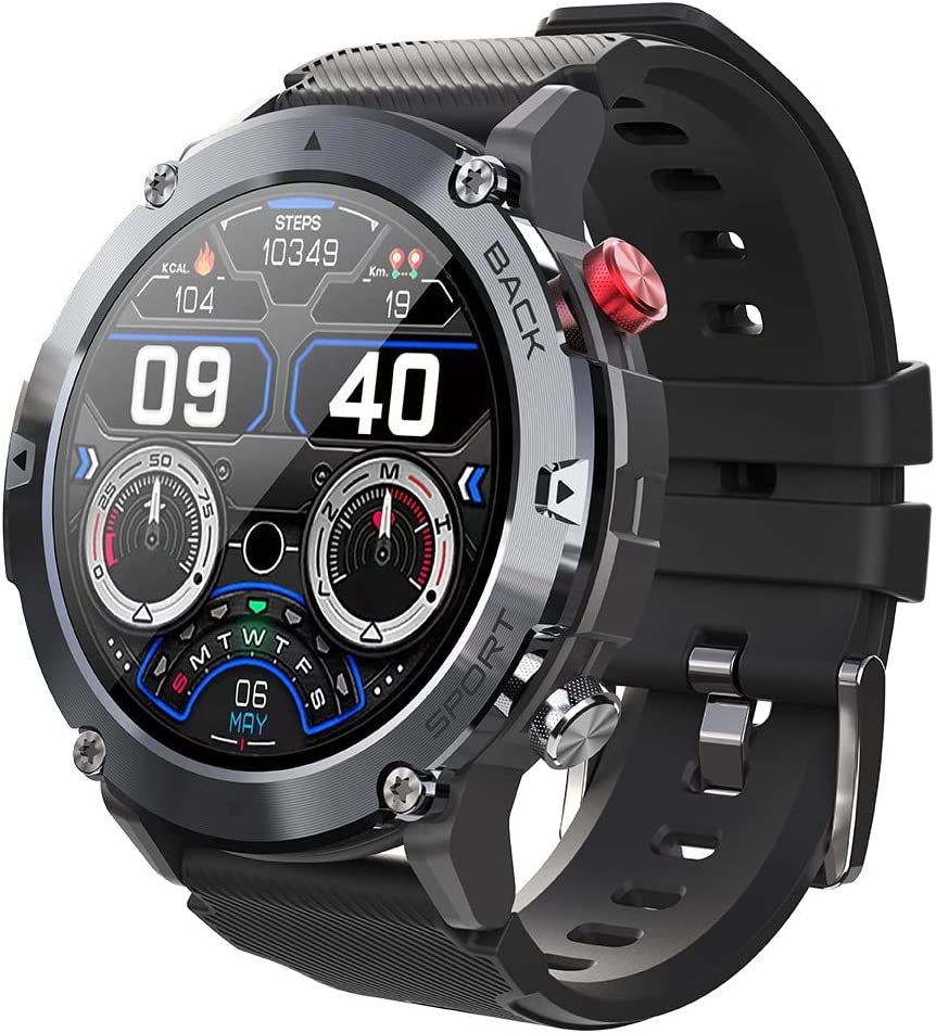 Ceas Smartwatch Sport C21 Axeloni®, 1.32 inch, apel bluetooth, IP68, carcasa metalica, difuzor, notificari mesaje, Negru