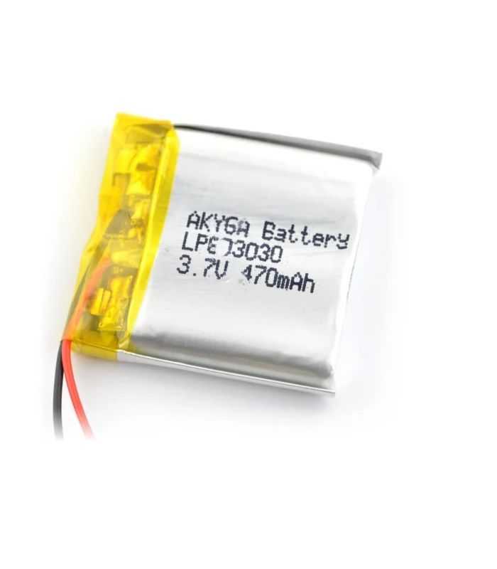 Acumulator Lithium Poliymer 06049 470mAh 1S 3.7V cablu 50mm 30x30x6mm AKYGA Battery