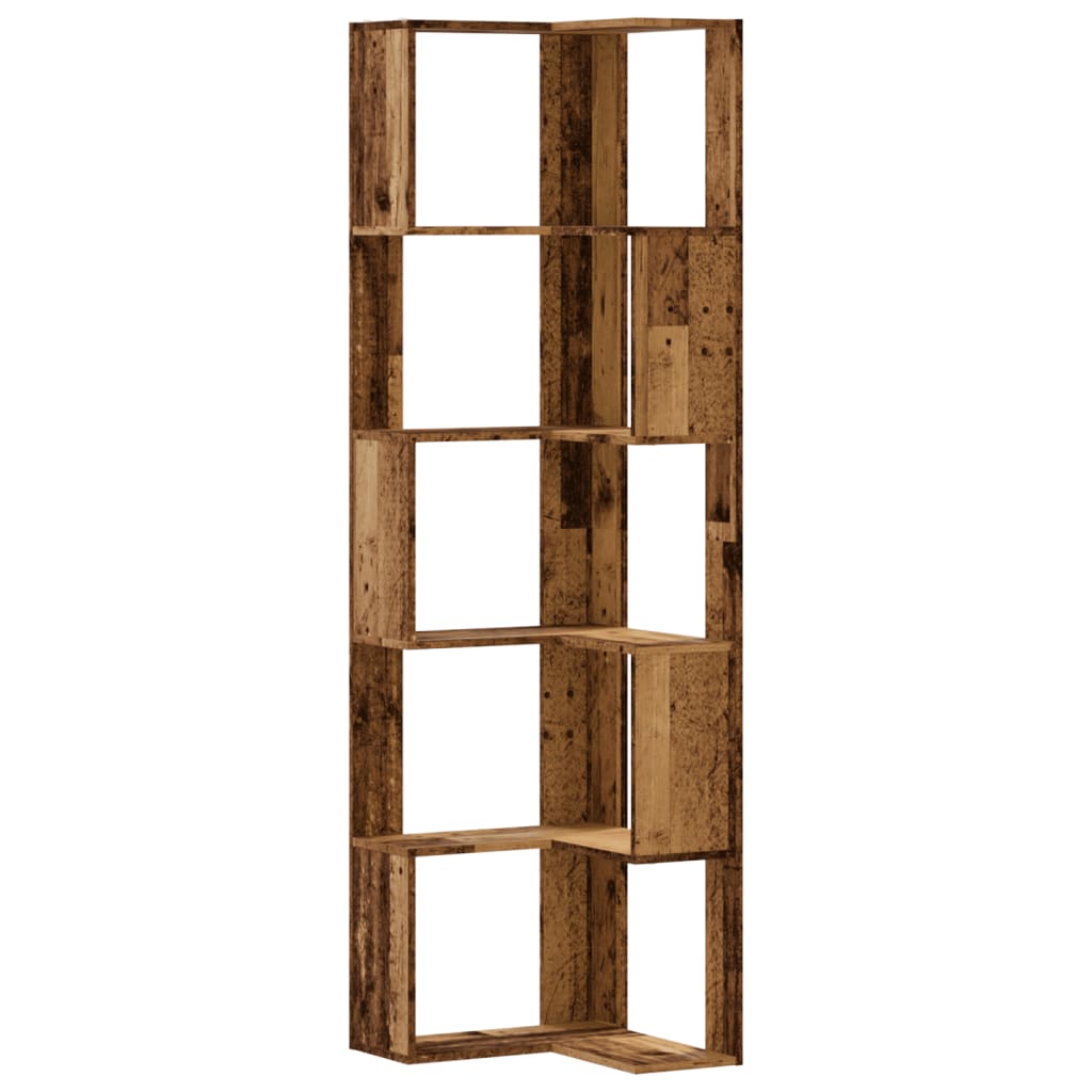 Biblioteca 5 niveluri lemn vechi 50x50x179cm lemn prelucrat