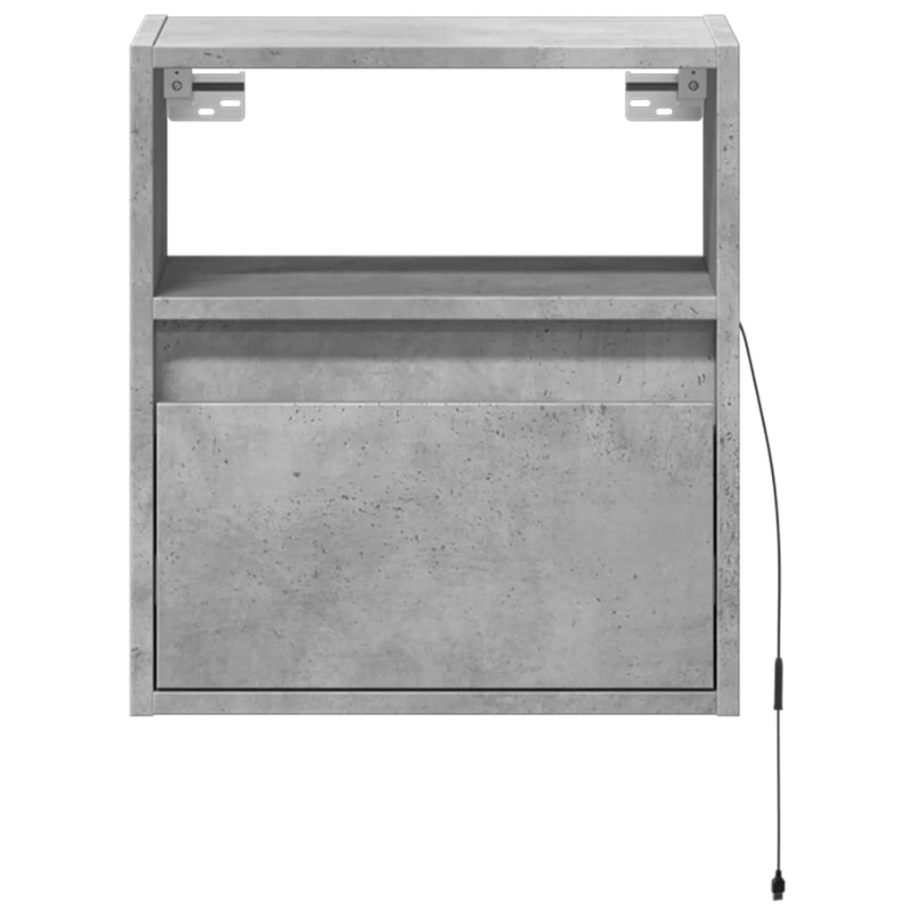 Comode TV de perete cu lumini LED 2 buc. gri beton 41x31x45 cm — imaginea 6