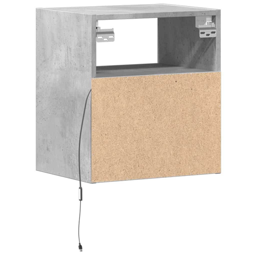 Comode TV de perete cu lumini LED 2 buc. gri beton 41x31x45 cm — imaginea 8