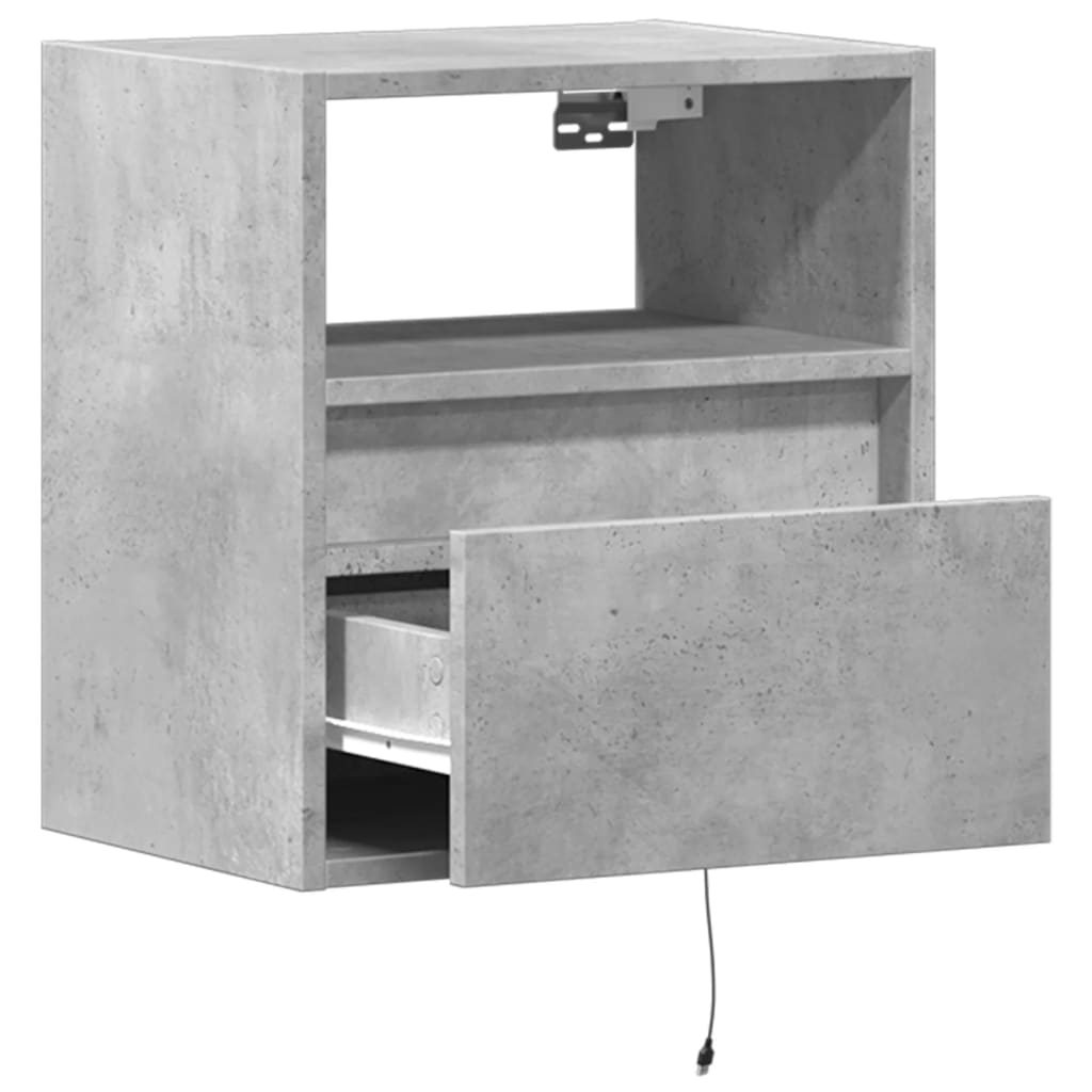 Comode TV de perete cu lumini LED 2 buc. gri beton 41x31x45 cm — imaginea 9