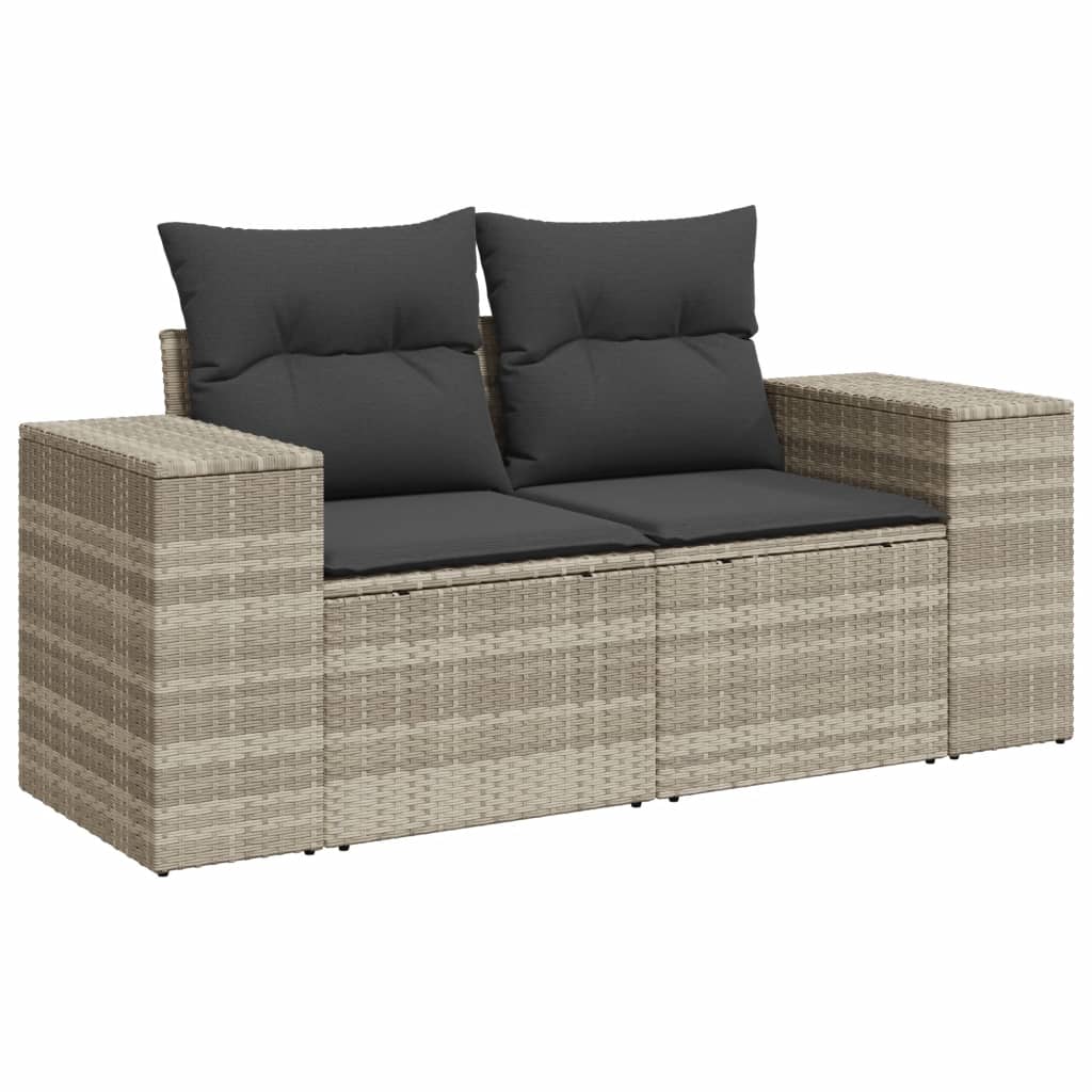 Set canapele de gradina cu perne, 7piese gri deschis poliratan — imaginea 4