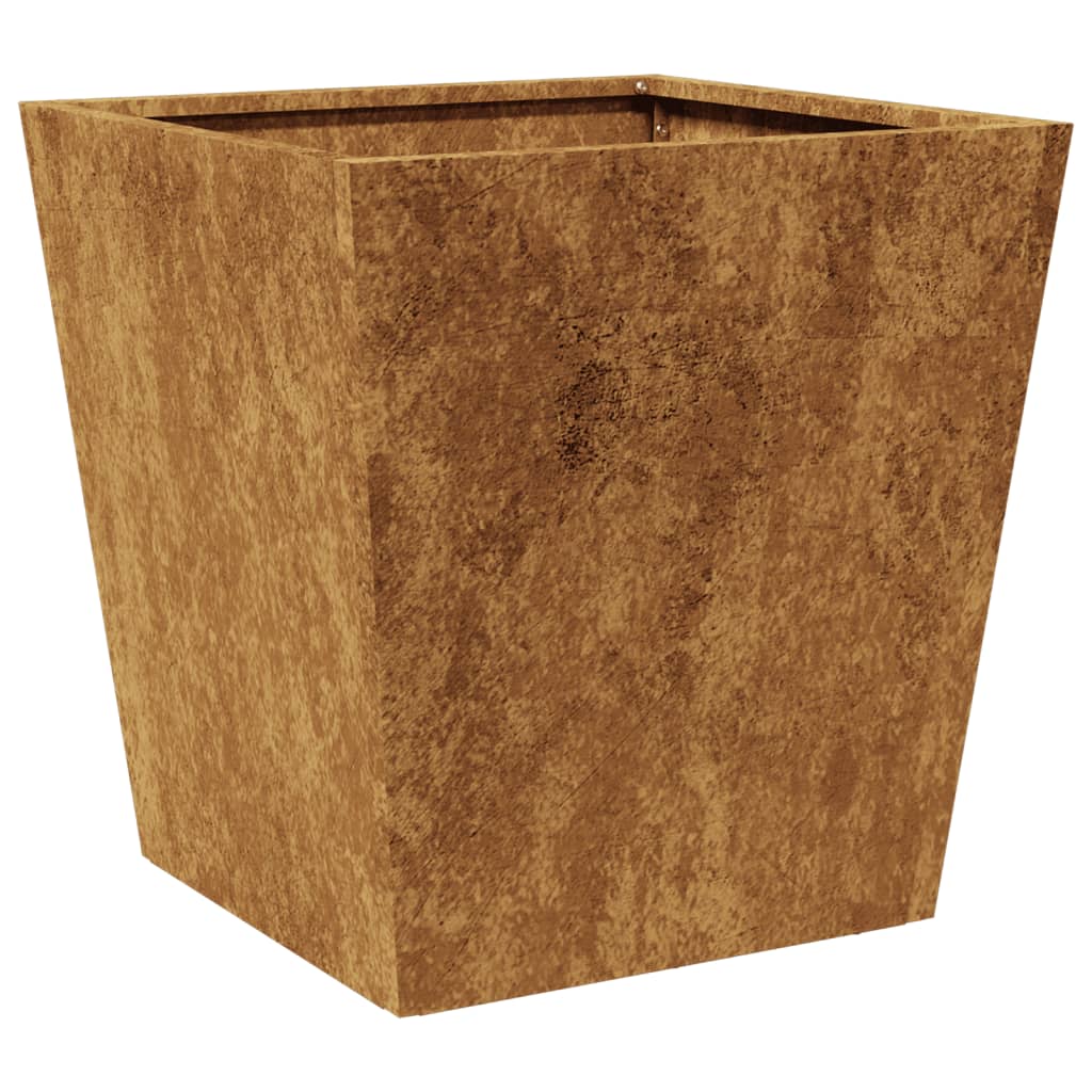 Jardiniere gradina, 2 buc., 40x40x40 cm, otel corten — imaginea 9
