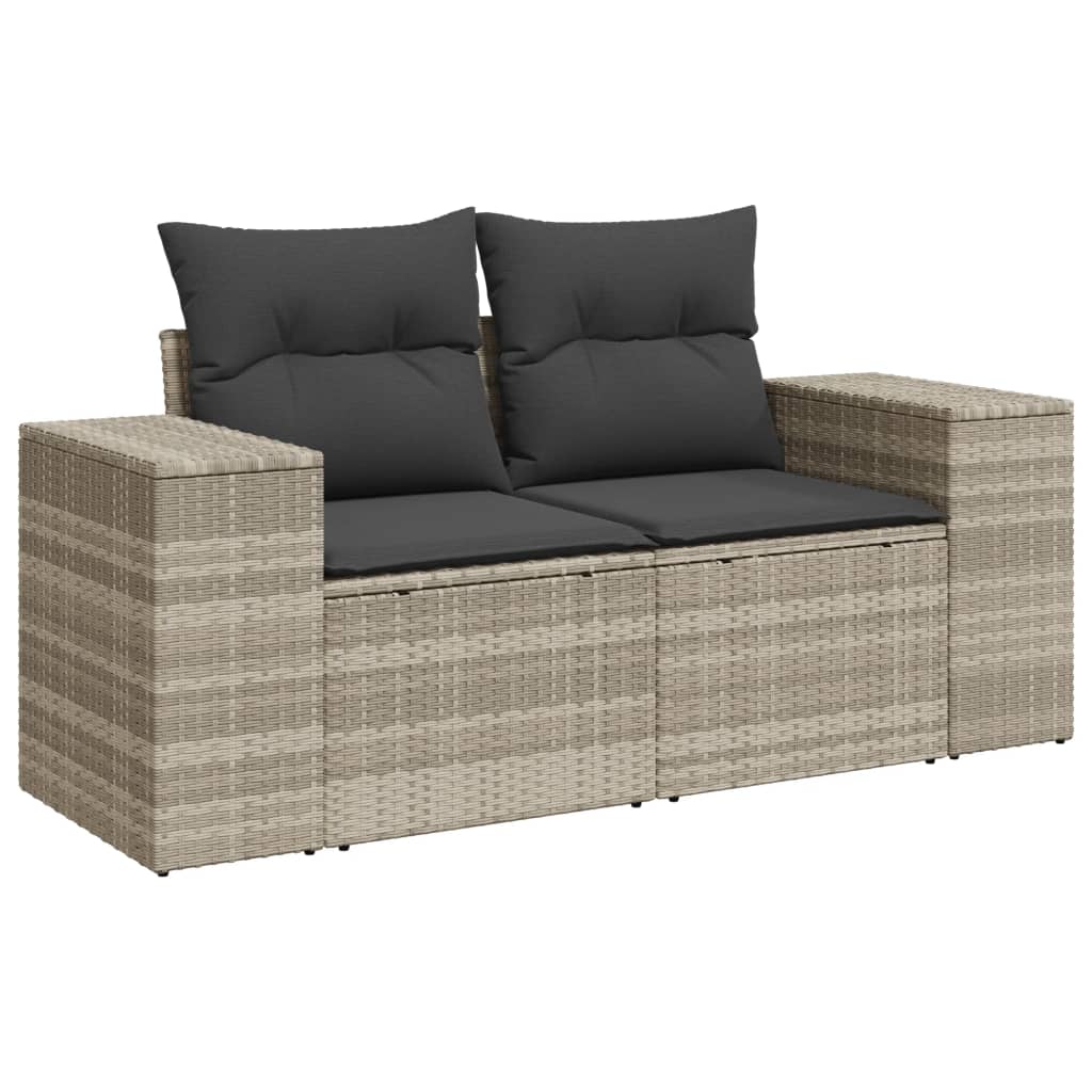 Set mobilier de gradina cu perne, 8 piese gri deschis poliratan — imaginea 4