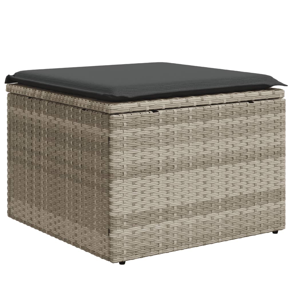 Set mobilier de gradina cu perne, 8 piese gri deschis poliratan — imaginea 7