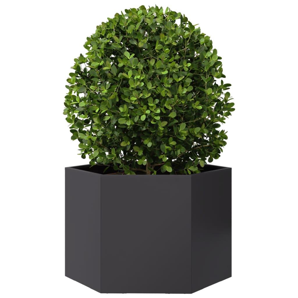 Jardiniera de gradina negru 69x60x45 cm otel hexagonal - 2 | YEO