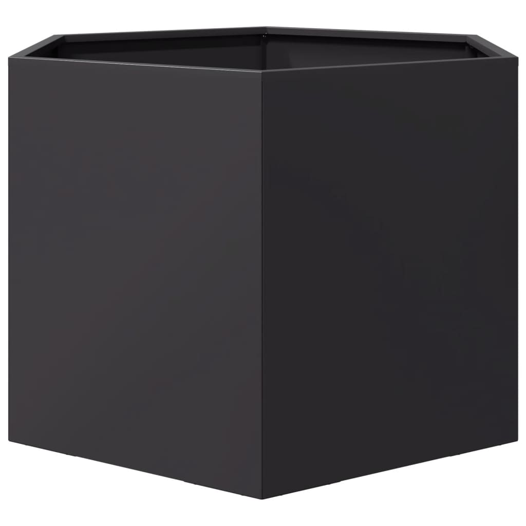 Jardiniera de gradina negru 69x60x45 cm otel hexagonal - 4 | YEO