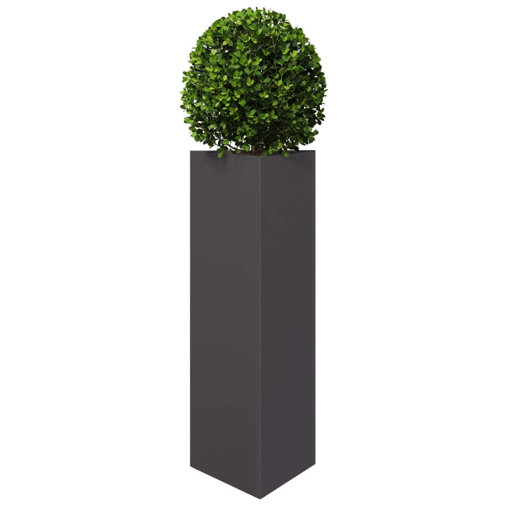 Jardiniera de gradina, negru, 30x26x75 cm, otel, triunghiulara — imaginea 3