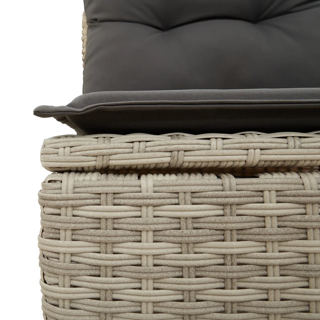 Set canapea de gradina cu perne, 4 piese, gri deschis poliratan — imaginea 6