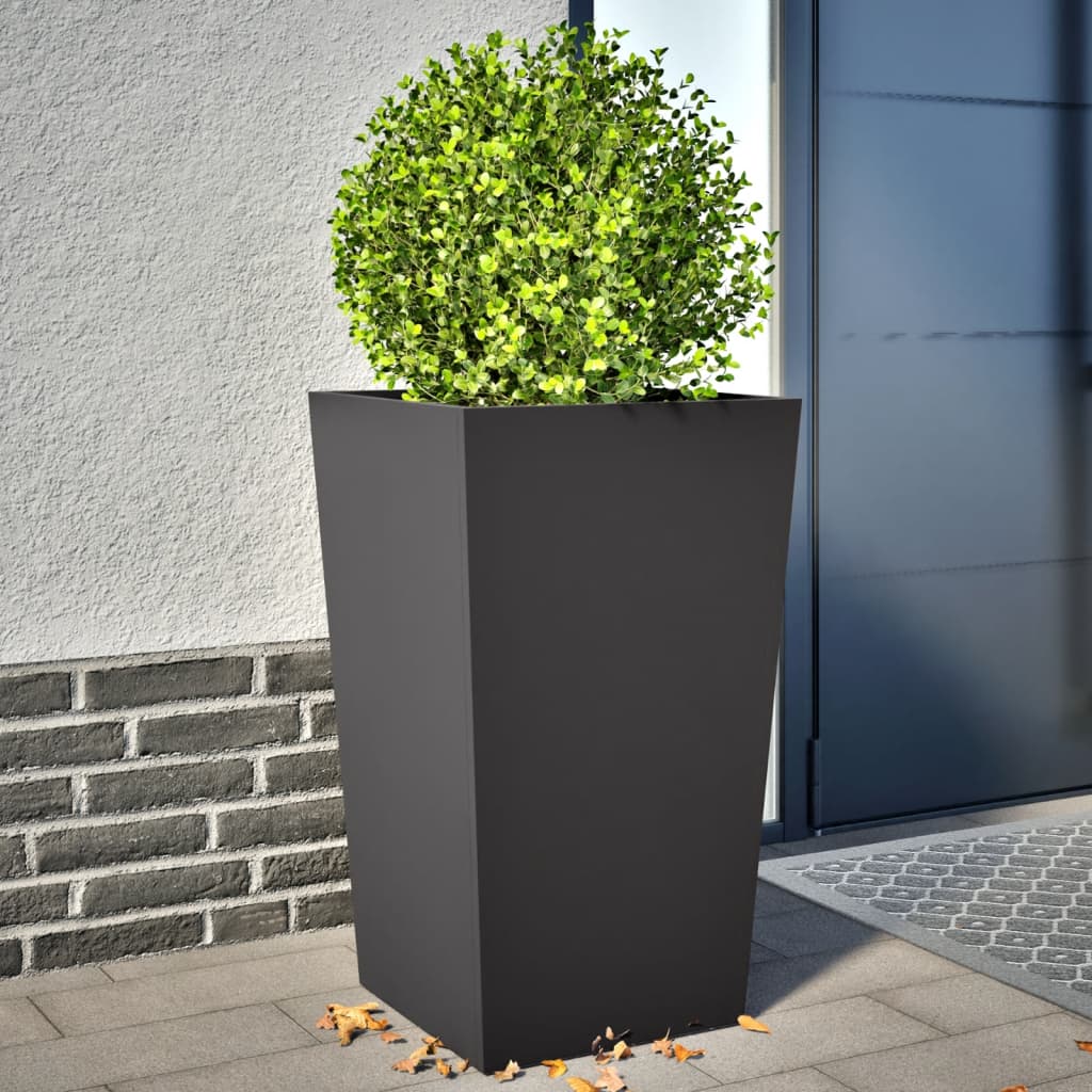 Jardiniere de gradina, 2 buc., negru, 45x45x75 cm, otel — imaginea 2