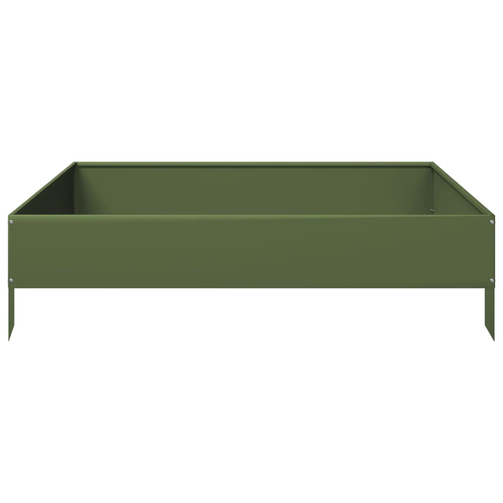 Strat inaltat de gradina, verde masliniu, 100x100x26 cm, otel — imaginea 4