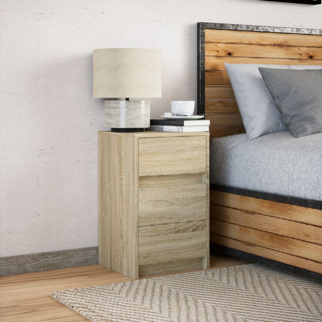 Noptiera cu lumini LED, stejar sonoma, lemn prelucrat — imaginea 4