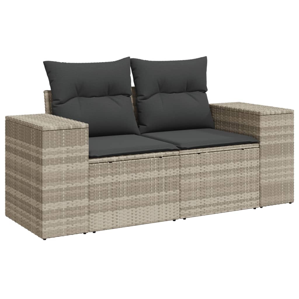 Set canapele de gradina cu perne, 6 piese gri deschis poliratan — imaginea 4