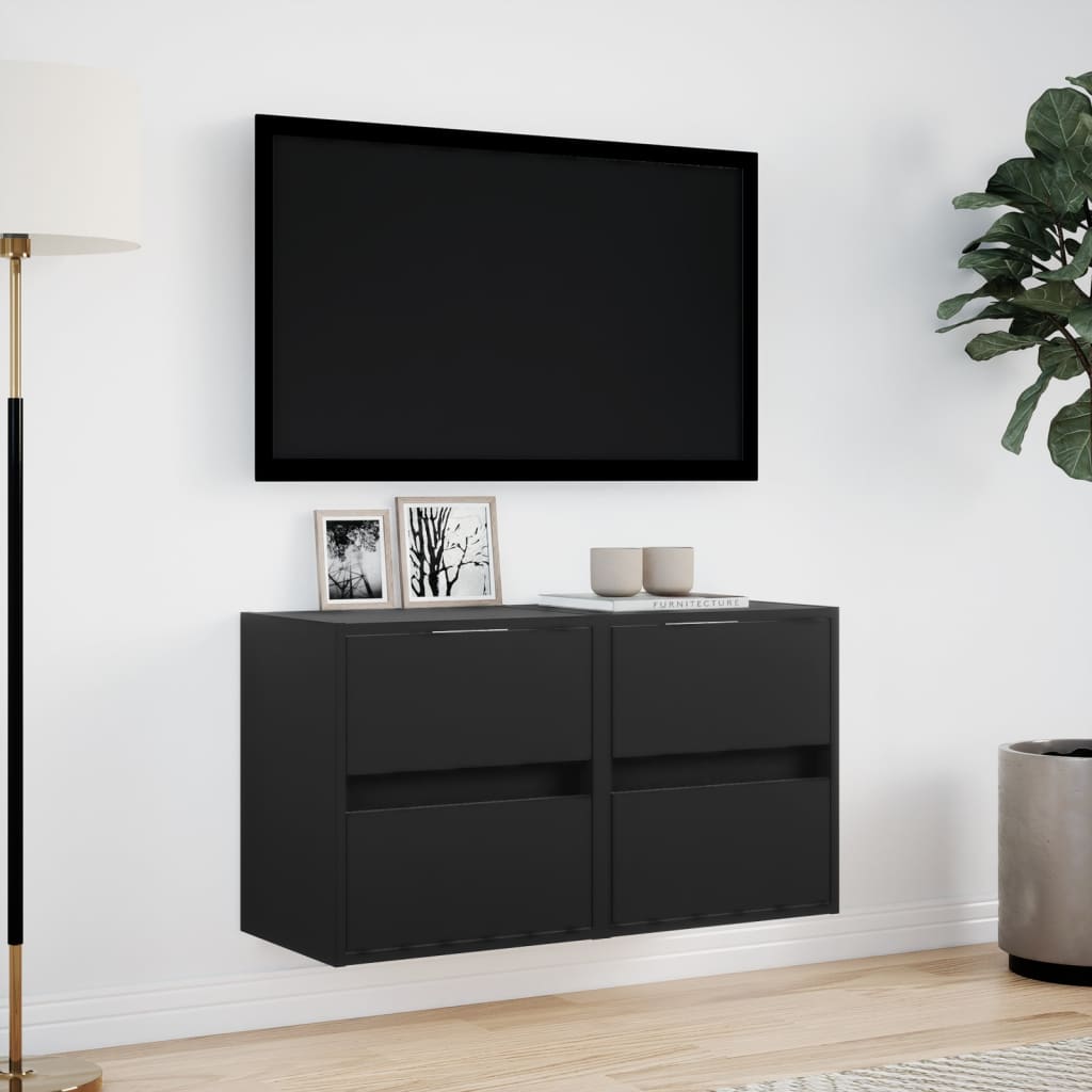 Comode TV de perete cu lumini LED, 2 buc., negru, 41x31x45 cm — imaginea 4