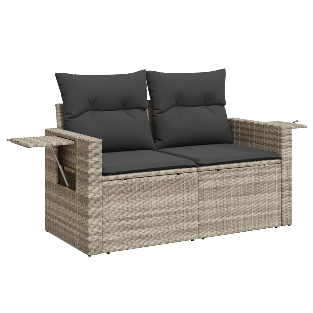 Set canapele de gradina cu perne, 7piese gri deschis poliratan — imaginea 5