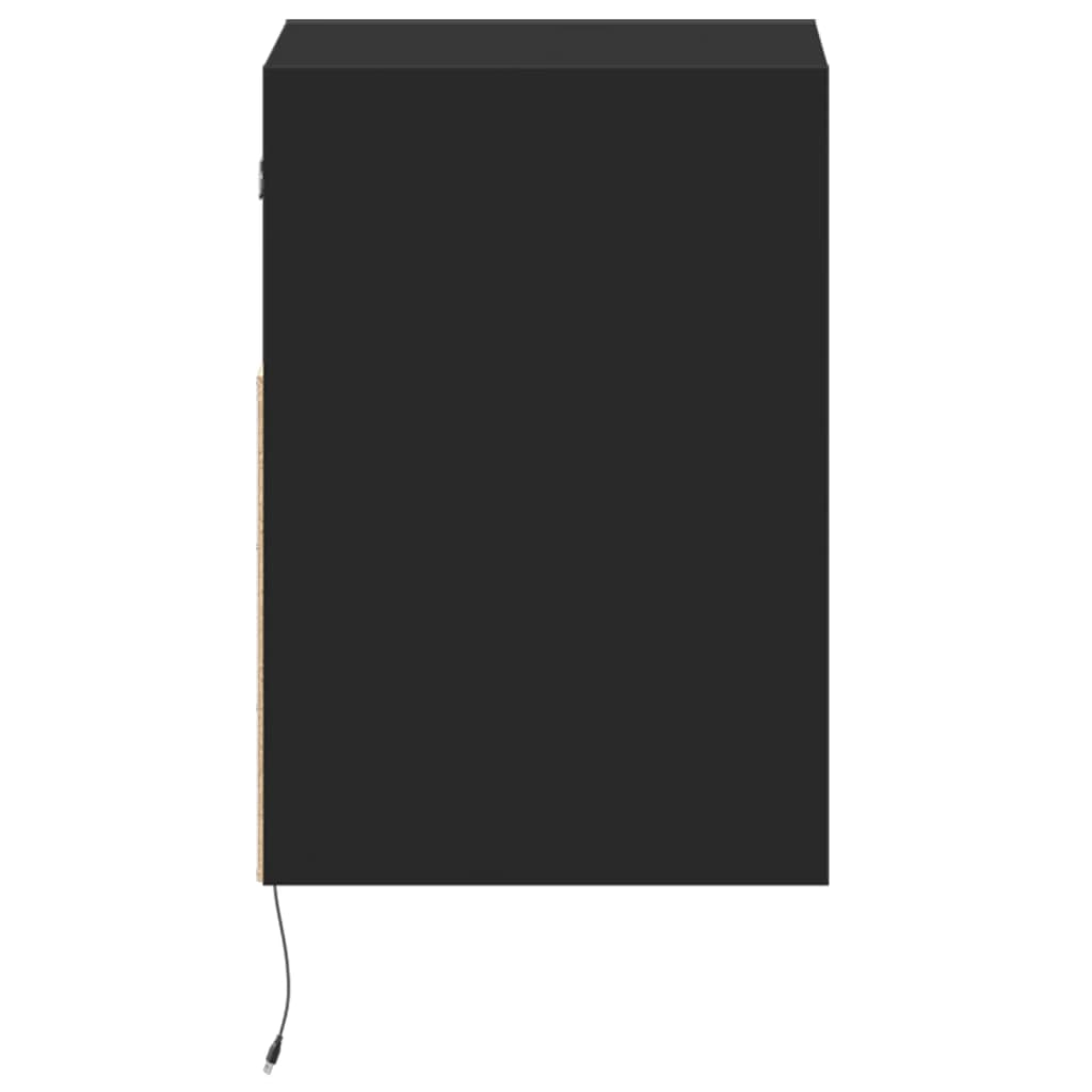Noptiere montate pe perete cu lumini LED, 2 buc., negru — imaginea 7