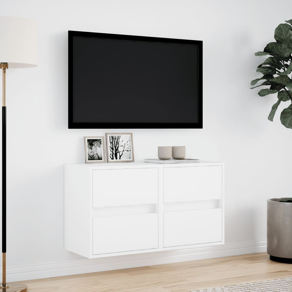 Comode TV de perete cu lumini LED, 2 buc., alb, 41x31x45 cm — imaginea 4