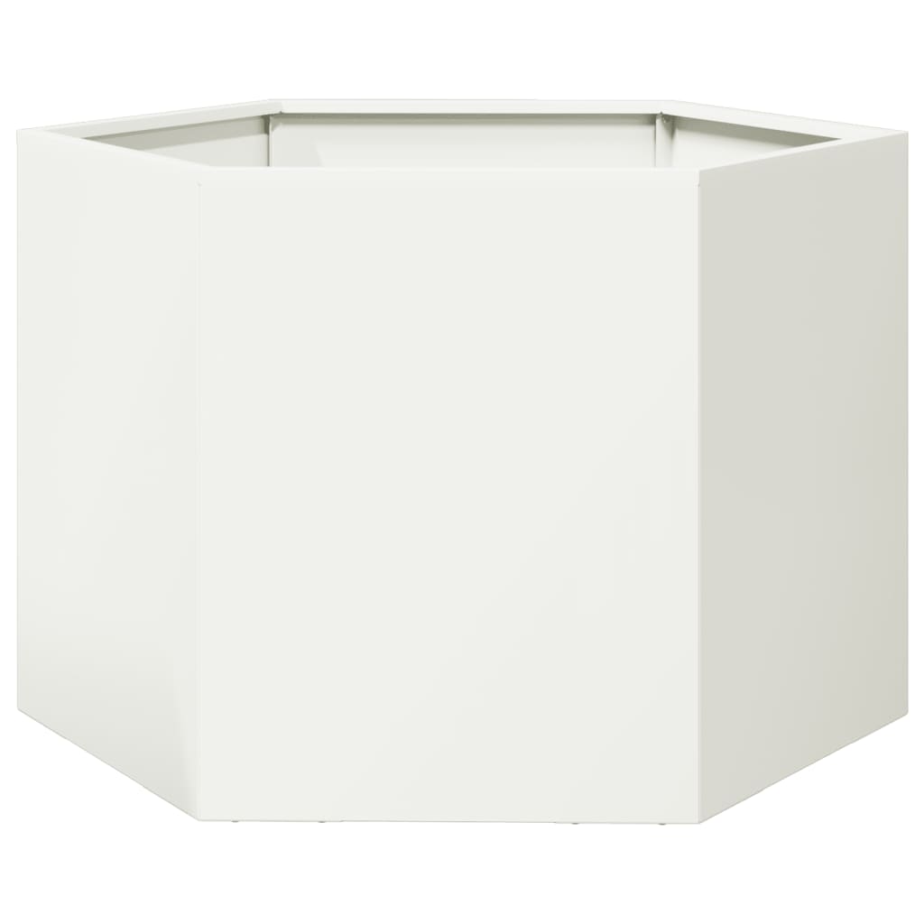 Jardiniera de gradina alb 69x60x45 cm otel hexagonal