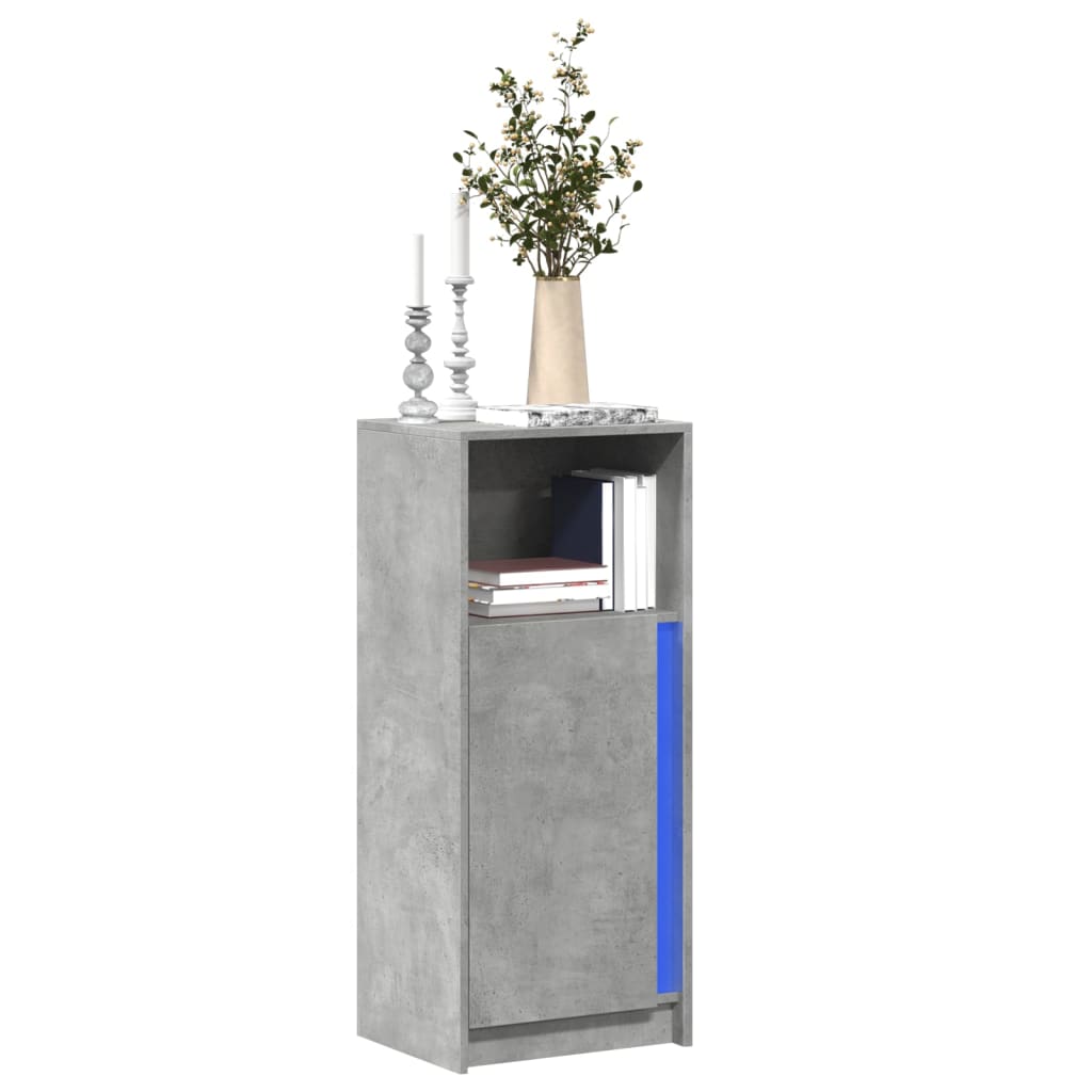 Dulap cu LED, gri beton, 42,5x34x100 cm, lemn prelucrat — imaginea 2