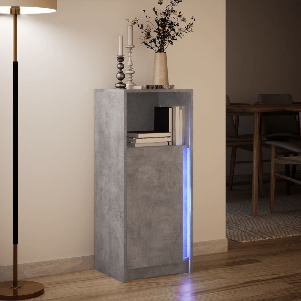 Dulap cu LED, gri beton, 42,5x34x100 cm, lemn prelucrat — imaginea 5
