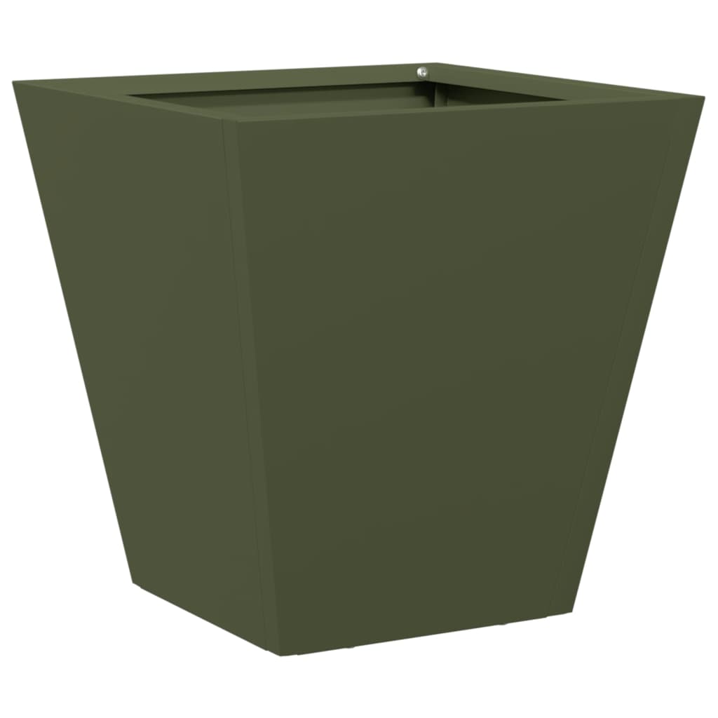 Jardiniere gradina, 2 buc., verde masliniu, 30x30x30 cm, otel — imaginea 5