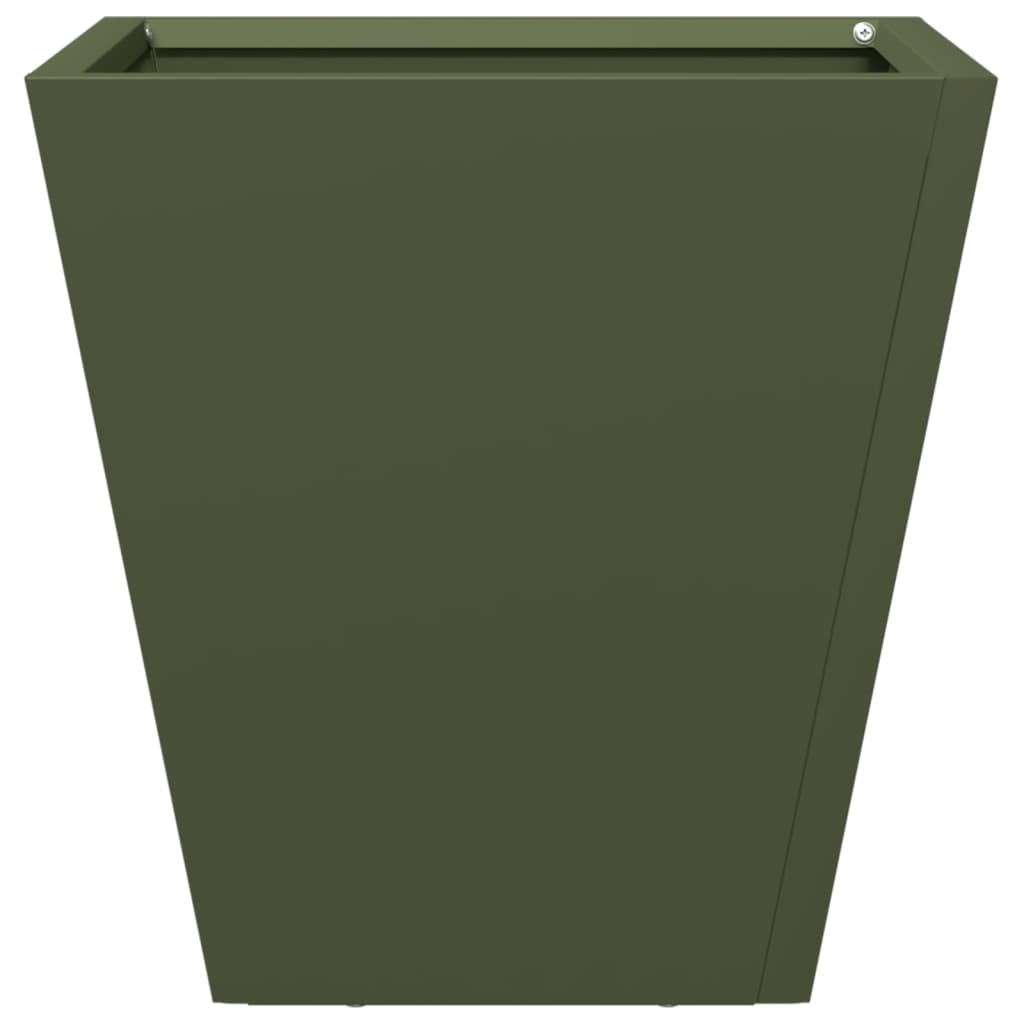Jardiniere gradina, 2 buc., verde masliniu, 30x30x30 cm, otel — imaginea 6