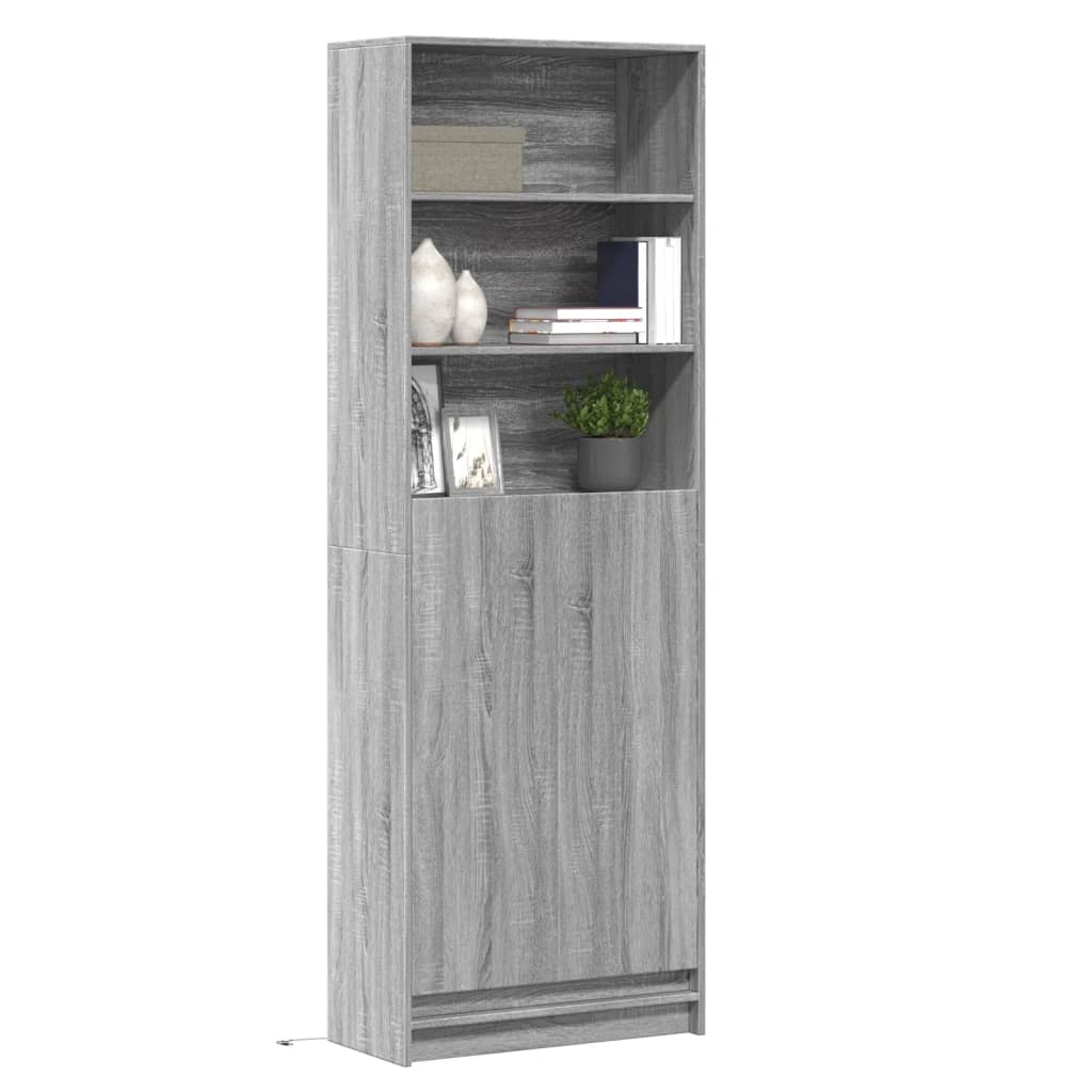 Dulap inalt cu LED gri sonoma 69x32,5x200 cm lemn prelucrat — imaginea 2