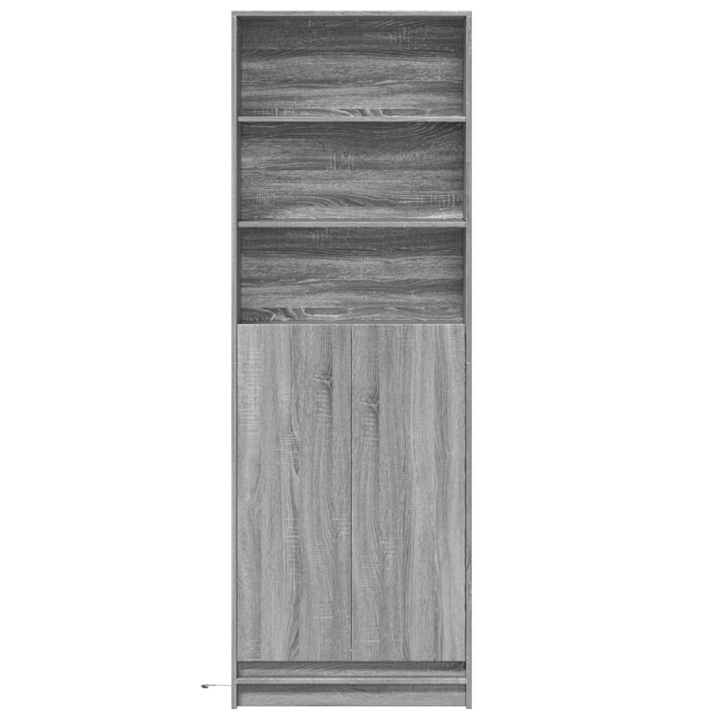 Dulap inalt cu LED gri sonoma 69x32,5x200 cm lemn prelucrat — imaginea 6