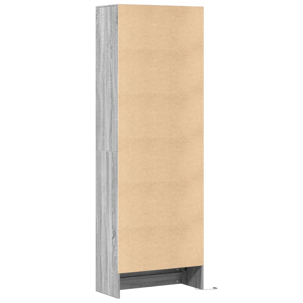 Dulap inalt cu LED gri sonoma 69x32,5x200 cm lemn prelucrat — imaginea 8