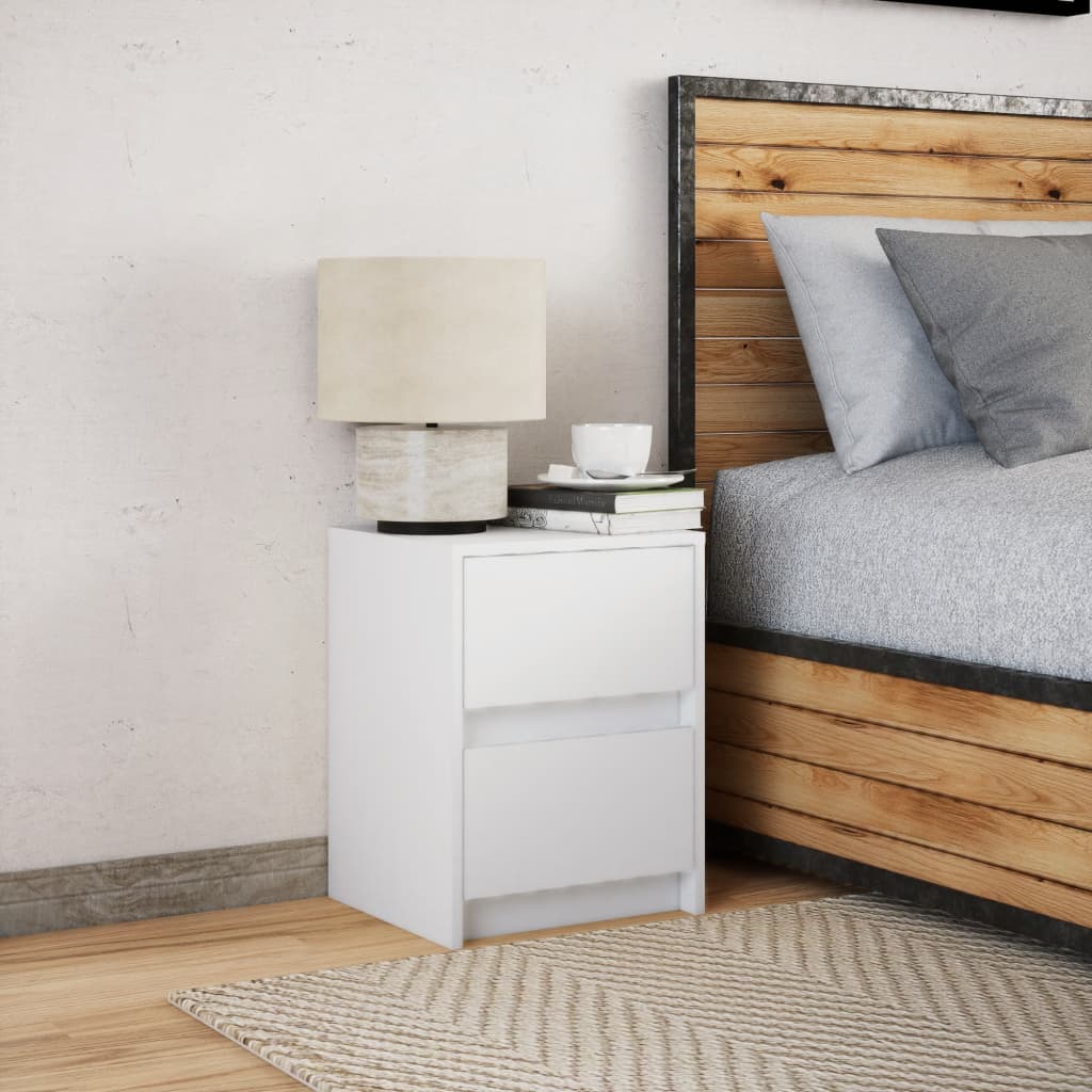 Noptiera cu lumini LED, alb, lemn prelucrat — imaginea 4