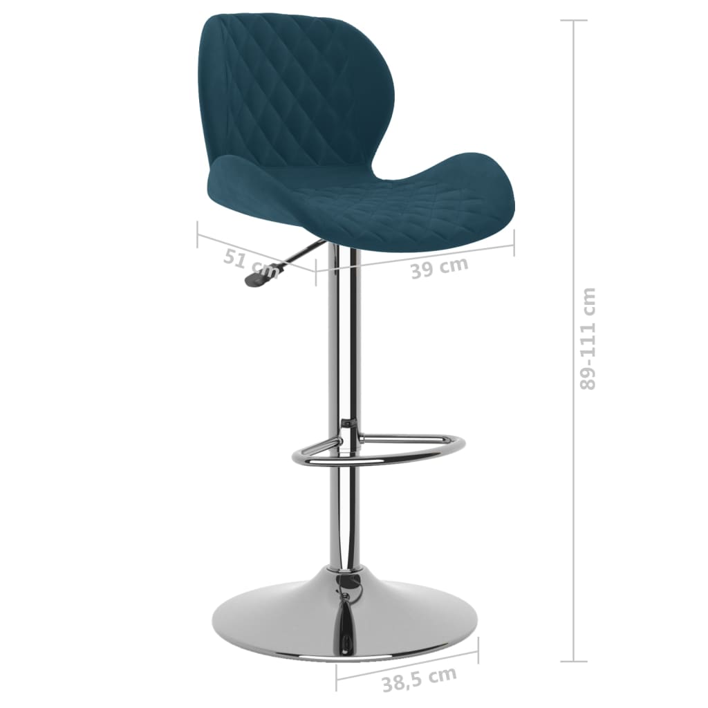 Scaune de bar, 2 buc., albastru, catifea — imaginea 9