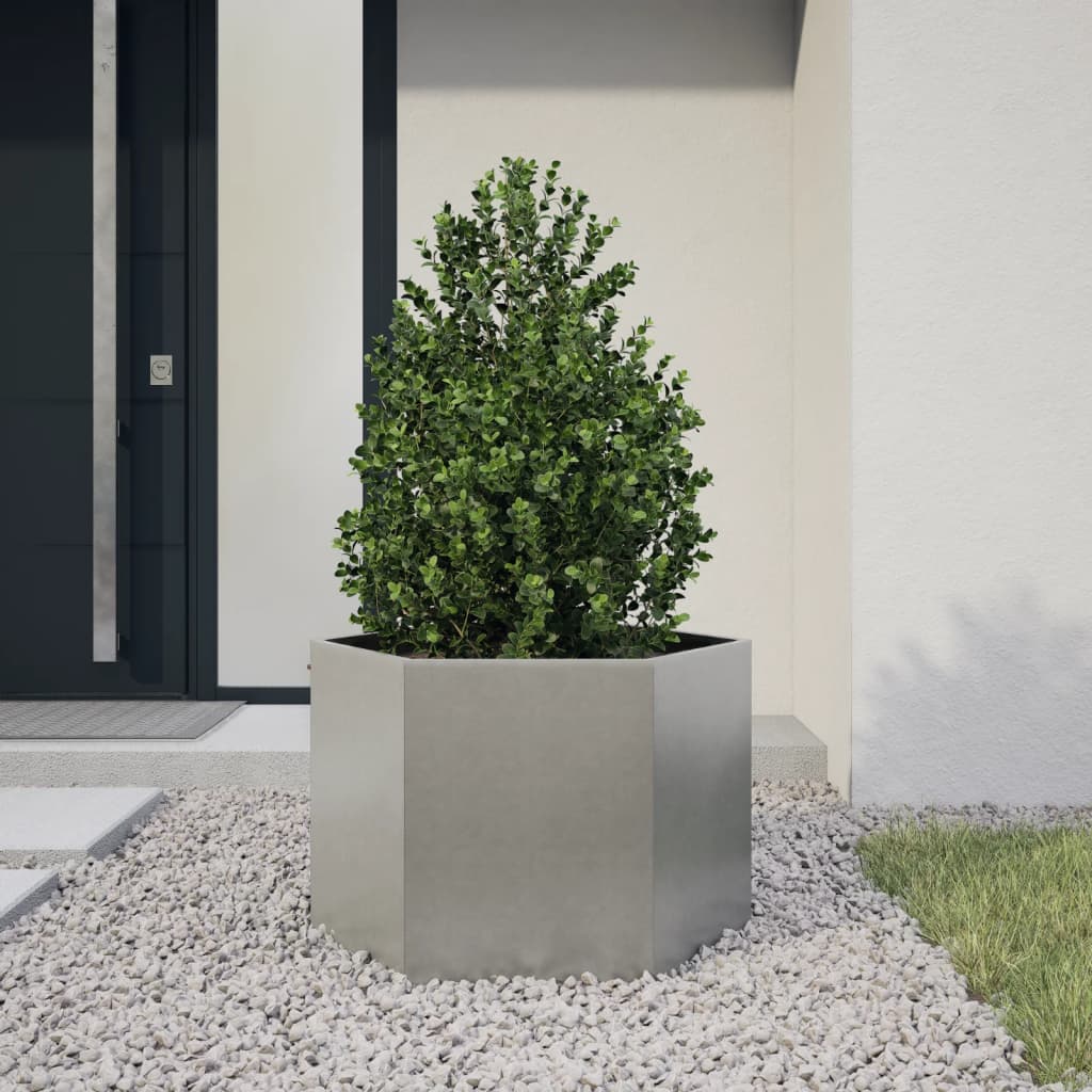 Jardiniera de gradina 69x60x45 cm otel inoxidabil hexagonal — imaginea 2