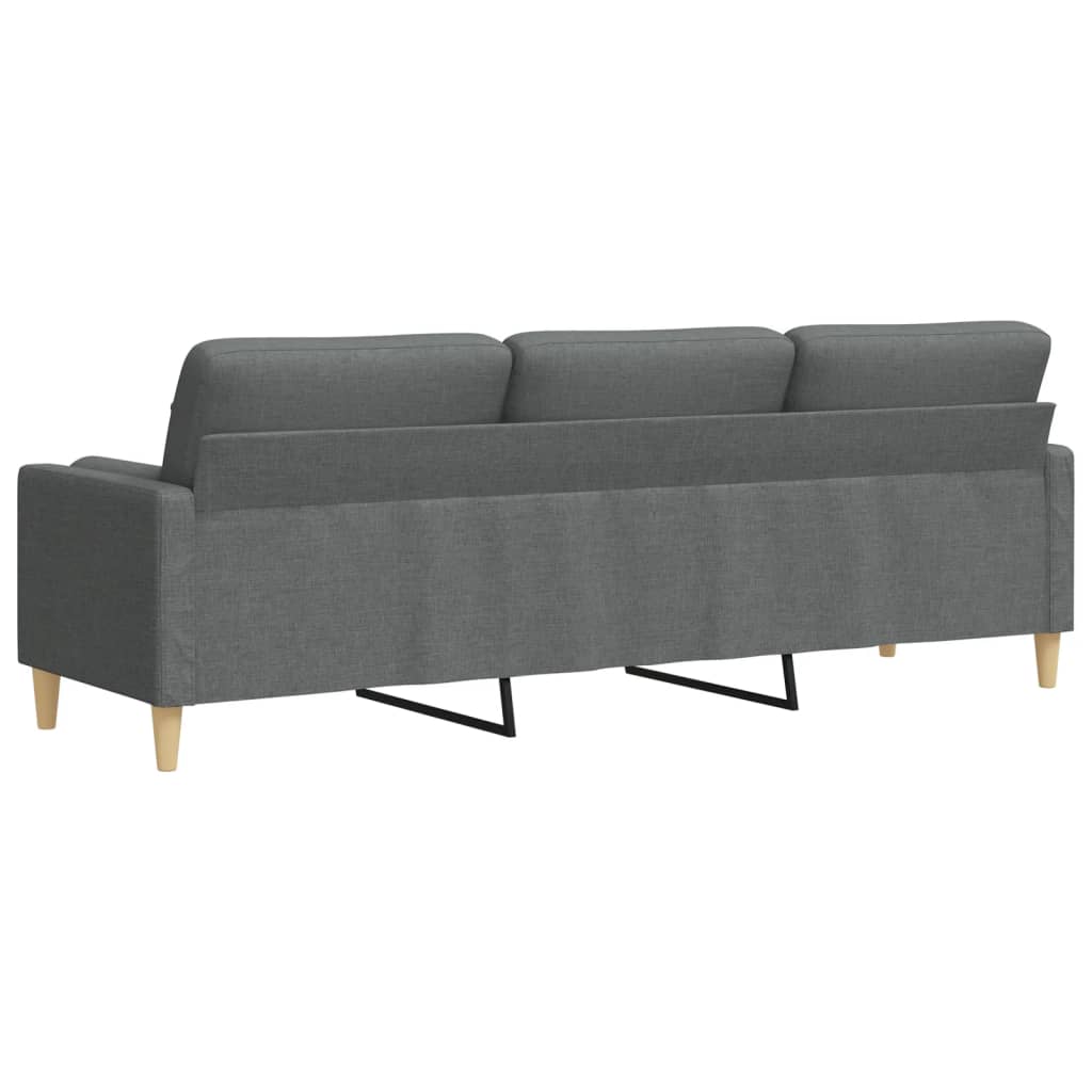 Canapea cu 3 locuri cu pernute, gri inchis, 210 cm, textil — imaginea 5