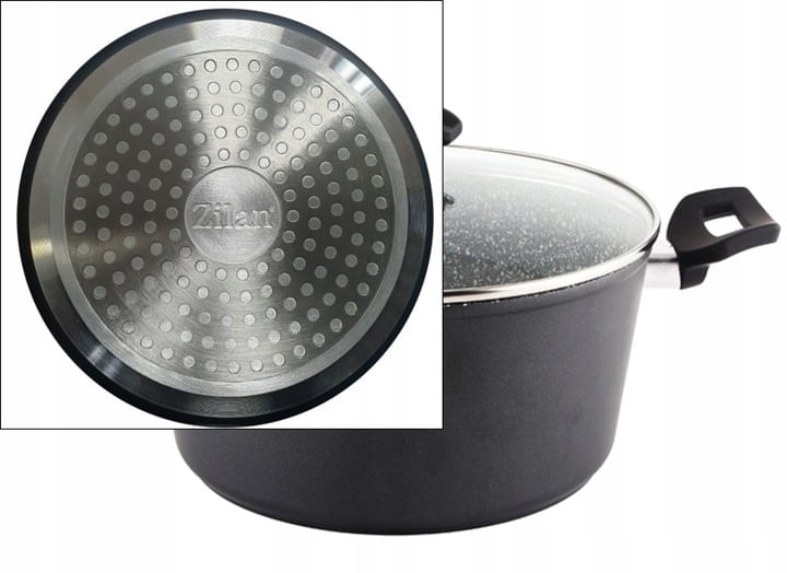 Oala cu capac sticla Zilan ZLN-3321, Diametru 24 cm, Inaltime 12 cm, Material aluminiu, Interior granit, Inductie — imaginea 2