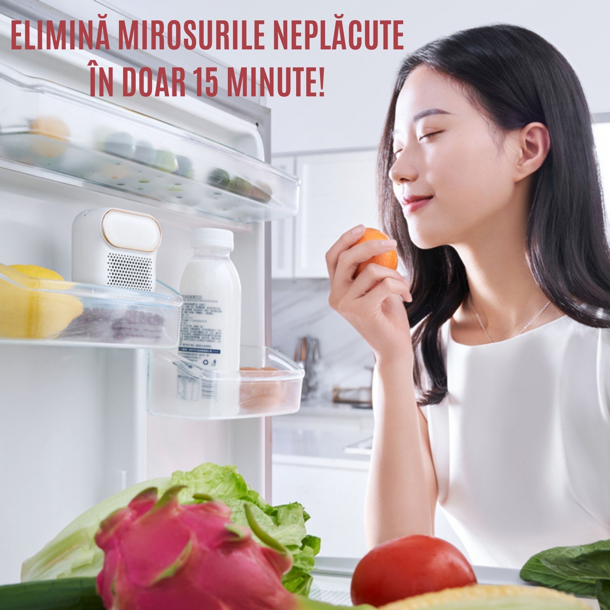 Odorizant Frigider CZAY®, Absorbant Mirosuri Neplacute, Purificator Aer, Sterilizator Ozon, Elimina reziduri Pesticide - 1 | YEO