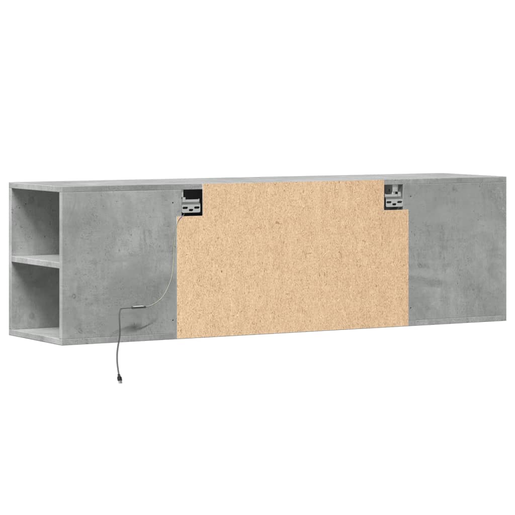 Dulap TV de perete cu lumini LED, gri beton, 135x31x39,5 cm — imaginea 8